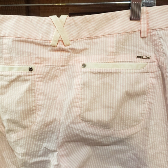 RLX Ralph Lauren Women's Bermuda Golf Shorts White w/ Light Pink Stripes Size 6 - Picture 4 of 4